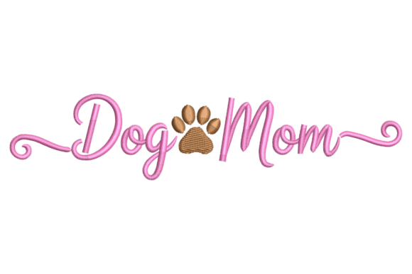 Dog Mom – Cute Paw Print Script