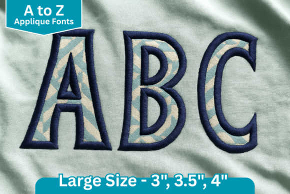 Narrow Block Applique Embroidery Font