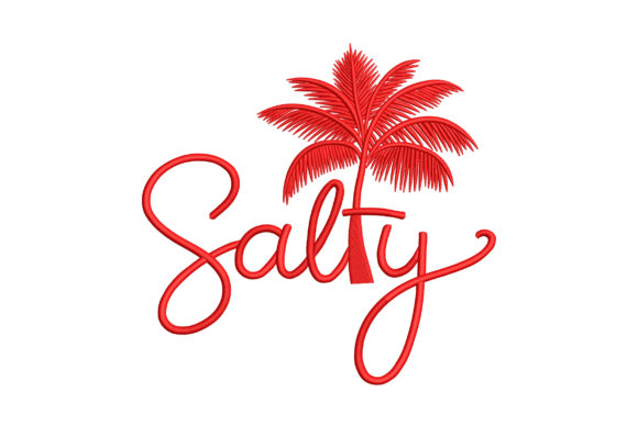 Salty Palm Tree Summer Embroidery Design