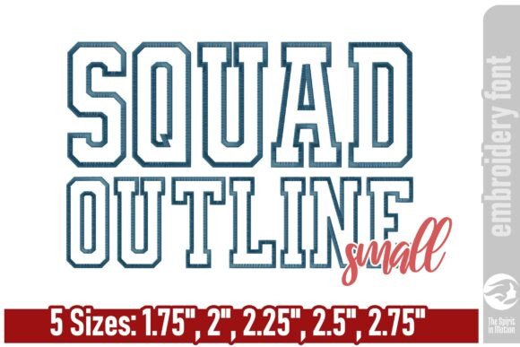 Squad Outline Embroidery Font - Small